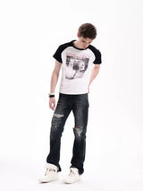 RECORD PRINT SPLICED T-SHIRT
