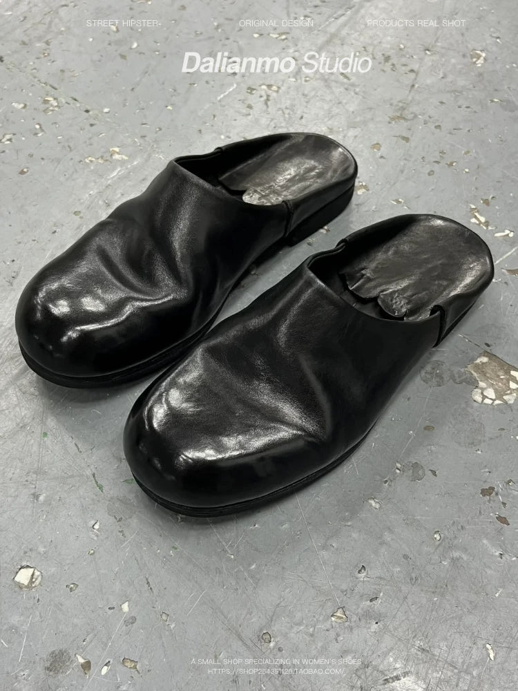 RETRO PLEATED LEATHER SANDALS