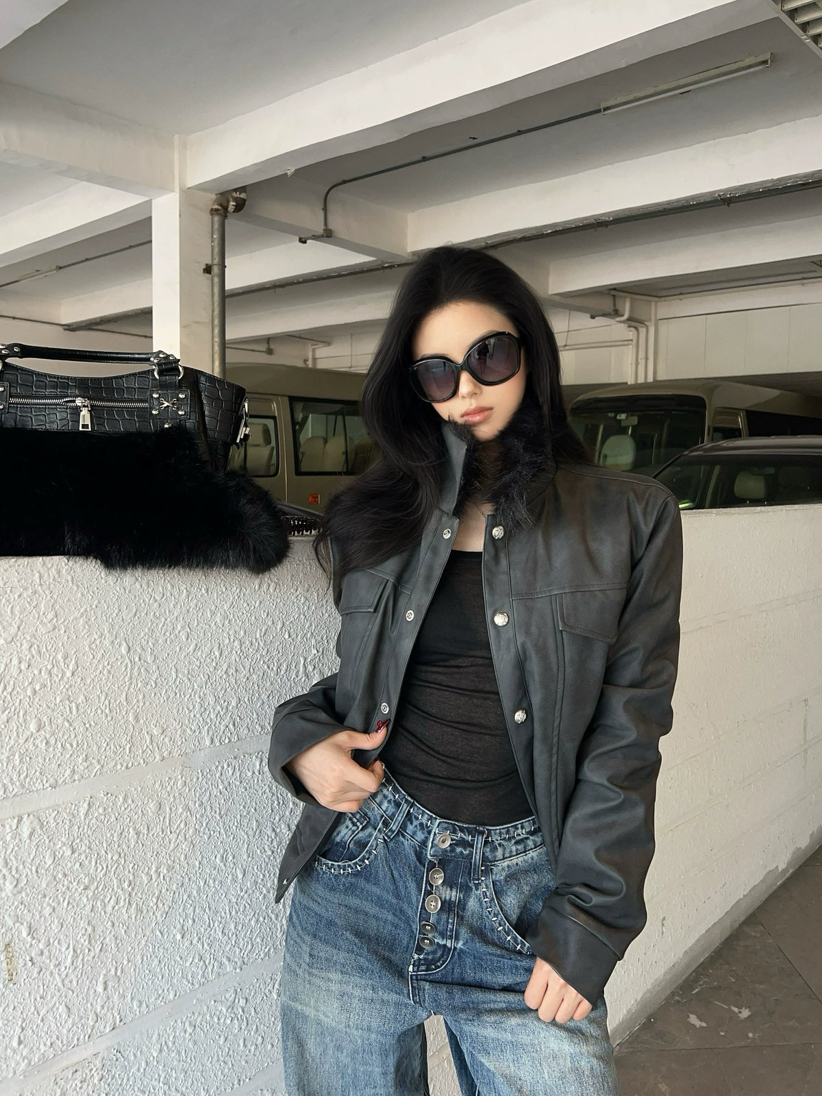 FUR COLLAR SHORT DOWN JACKET