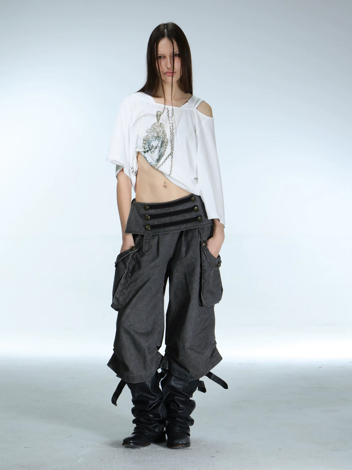 RETRO LOW WAIST CROPPED PANTS