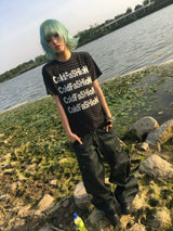 SHINY SILVER STRIPED T-SHIRT