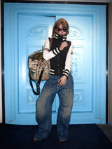 BLUE CAT WHISKERS EMBELLISHED JEANS