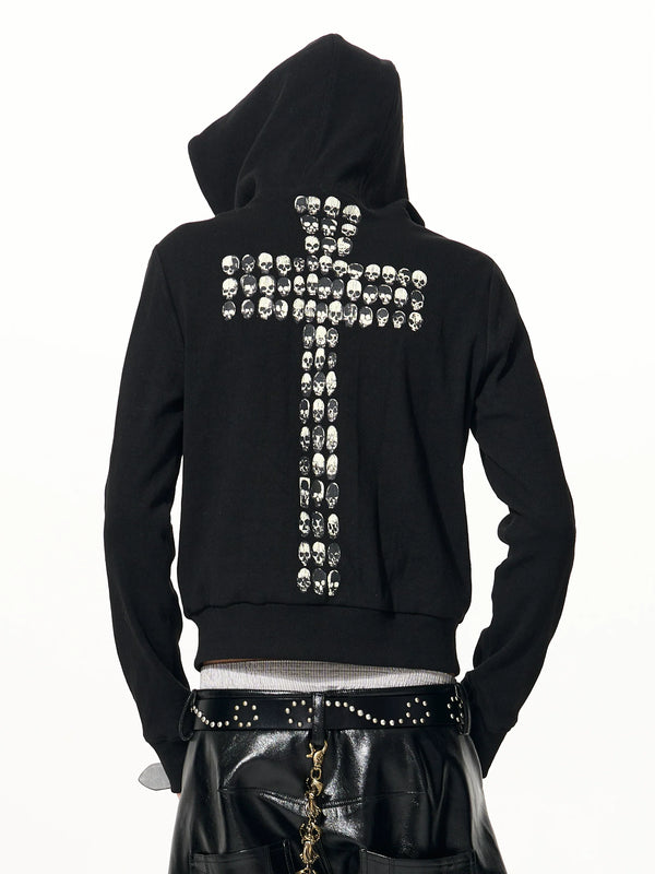 SKULL CROSS ZIP HOODIE
