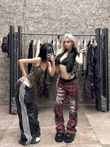 CUSTOM RED PLAID PUNK JEANS