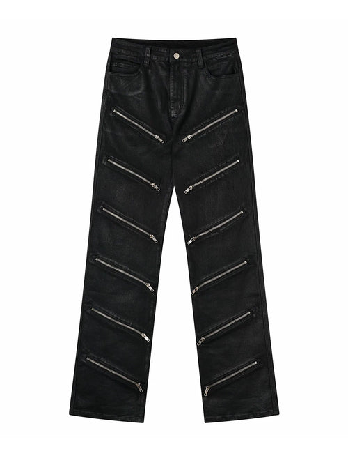 MULTI-ZIPPER SLIM FIT PANTS