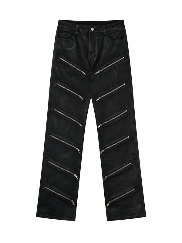 MULTI-ZIPPER SLIM FIT PANTS