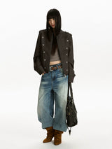 RETRO BIKER STYLE PU LEATHER JACKET