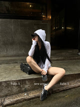 HOODED ZIPPER LONG SLEEVE TEE