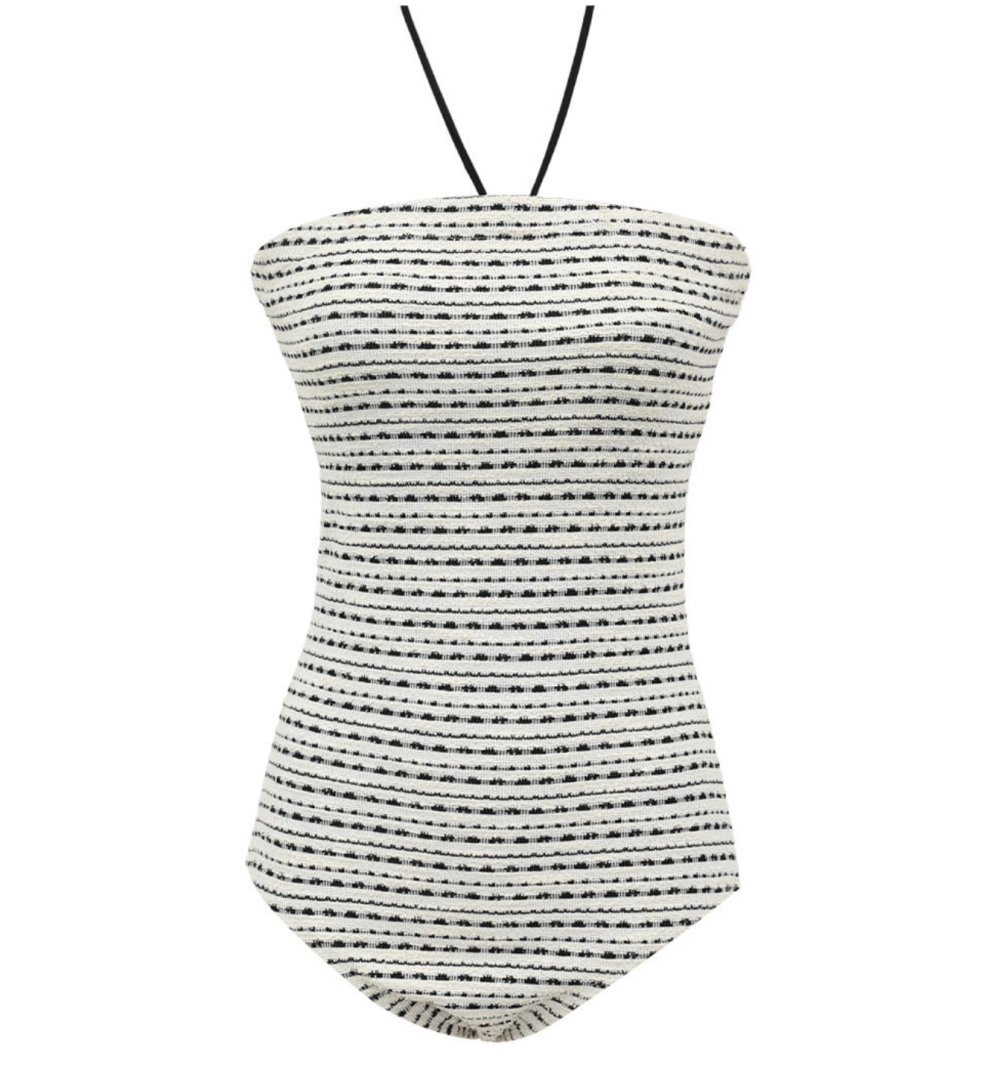 HALTER NECK STRIPED SWIMSUIT