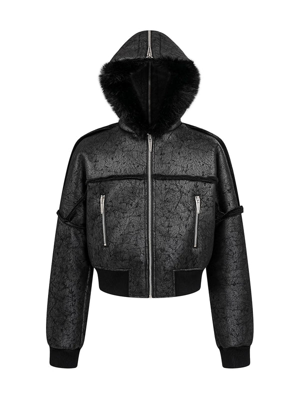 FUR COLLAR MULTI-ZIP JACKET