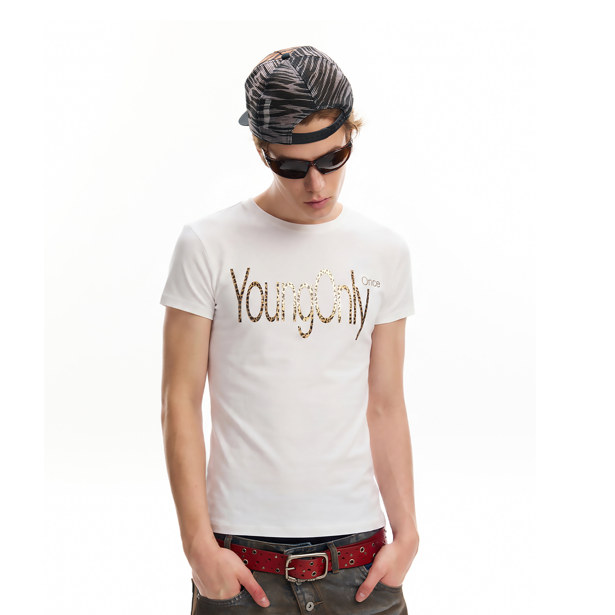 LIQUID METAL SILVER PRINT T-SHIRT