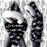 SKULL STRIPED ZIPPER SWEATSHIRT