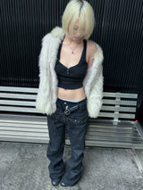 CUSTOM STACKED JEANS WITH ZIPPER