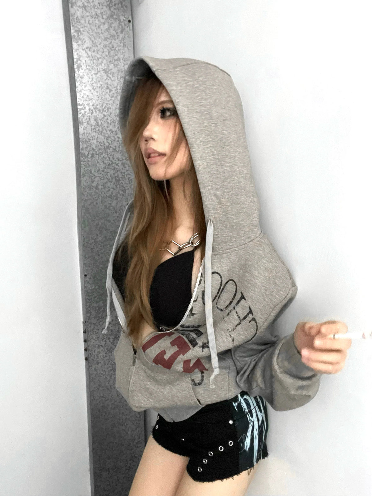 FLORAL GRAY HOODIE SWEATSHIRT