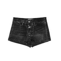 LOW-RISE SEQUIN DENIM SHORTS