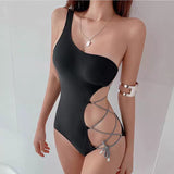 STRAPPY ONE-SHOULDER SWIMSUIT