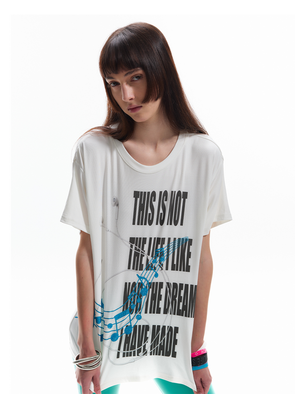GLITTER PRINT VAIN T-SHIRT