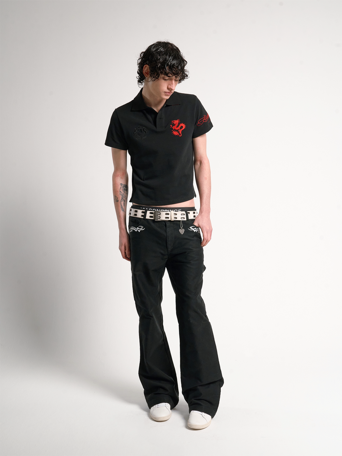 WASHED MOLESKIN STUDDED CASUAL PANTS