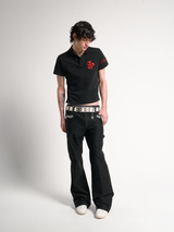 WASHED MOLESKIN STUDDED CASUAL PANTS