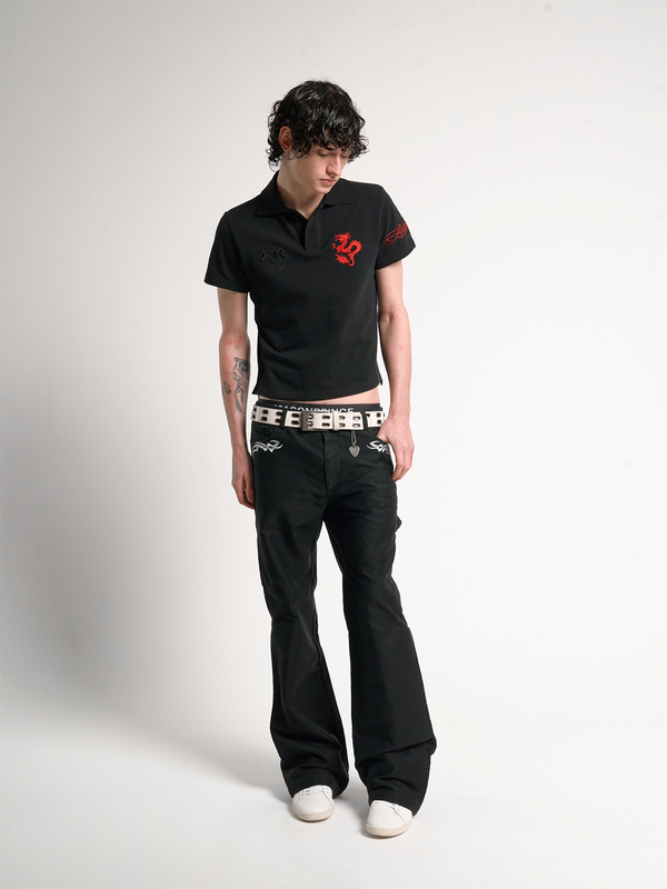 WASHED MOLESKIN STUDDED CASUAL PANTS