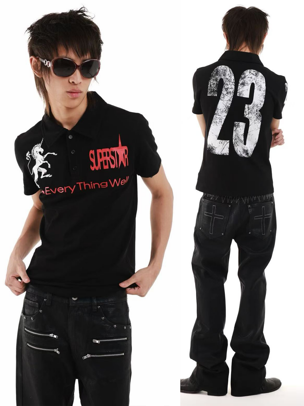 EMBROIDERED BEADED POLO SHIRT