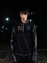 RIVETED DARK PUNK POLO SHIRT