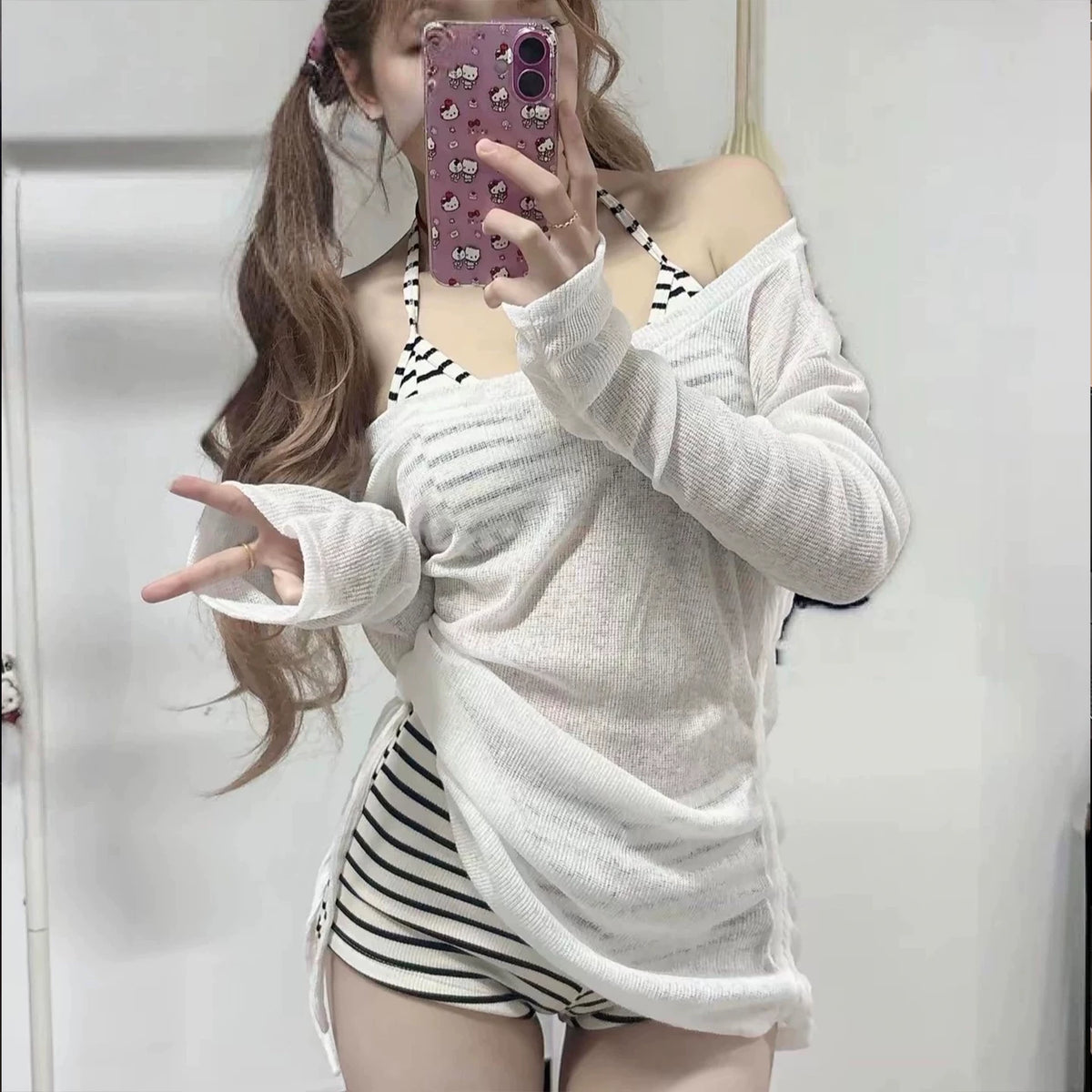 STRIPED TWO-PIECE SWIMSUIT SET