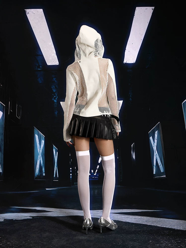 MESH SPLICE ZIPPER JACKET