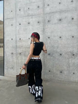 LAYERED COLOR-BLOCKED DRAWSTRING PANTS