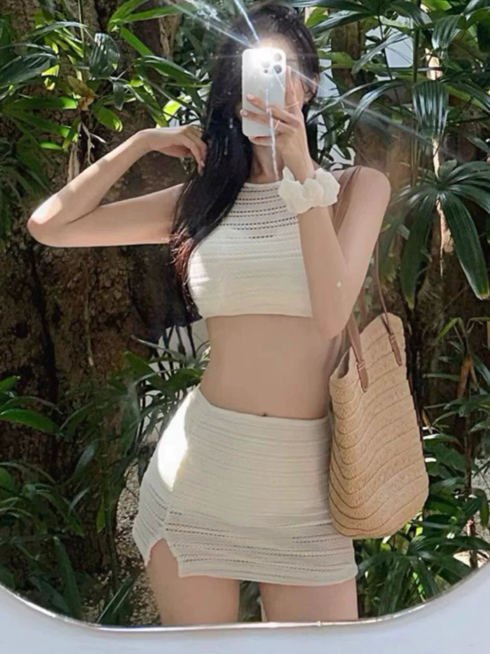 CHIC SOLID COLOR BIKINI SET