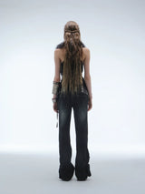 VINTAGE FRAYED STRAIGHT JEANS