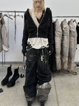 WASHED ZIPPER HOODED JACKET