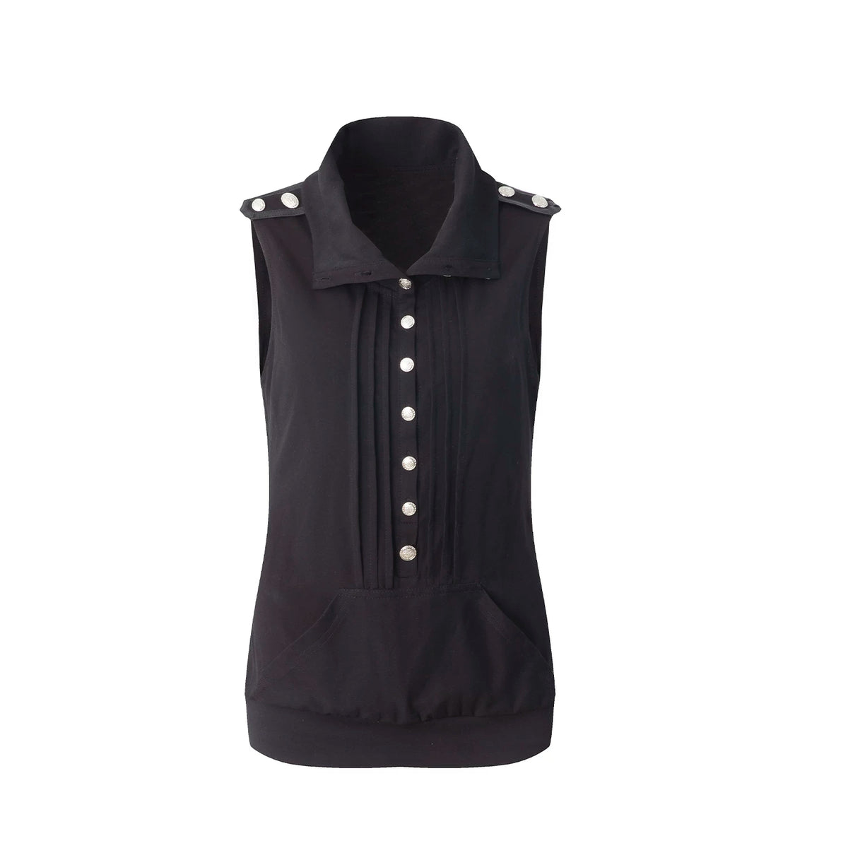 METAL BUTTON HIGH NECK TANK TOP