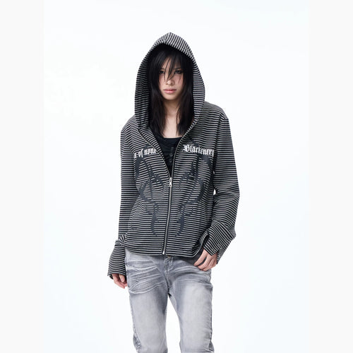 LIGHTWEIGHT STRIPE HOODED JACKET