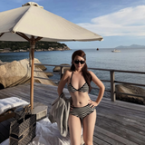 HALTER-NECK STRIPED BIKINI SET