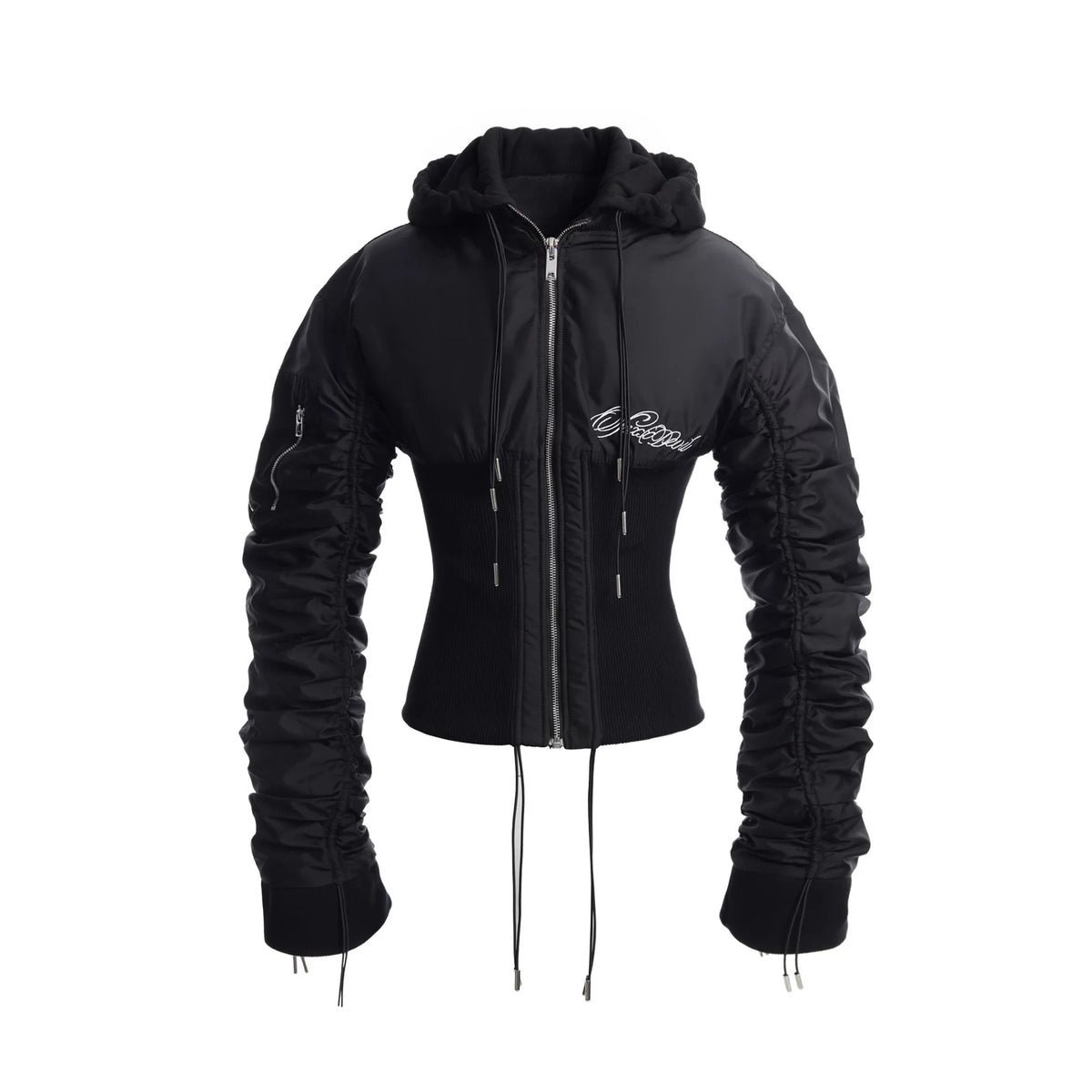 RIBBED HOODED TASSEL JACKET