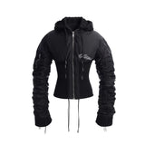 RIBBED HOODED TASSEL JACKET