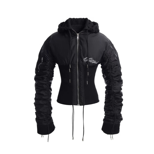 RIBBED HOODED TASSEL JACKET