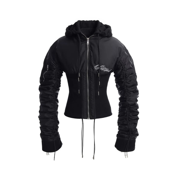 RIBBED HOODED TASSEL JACKET
