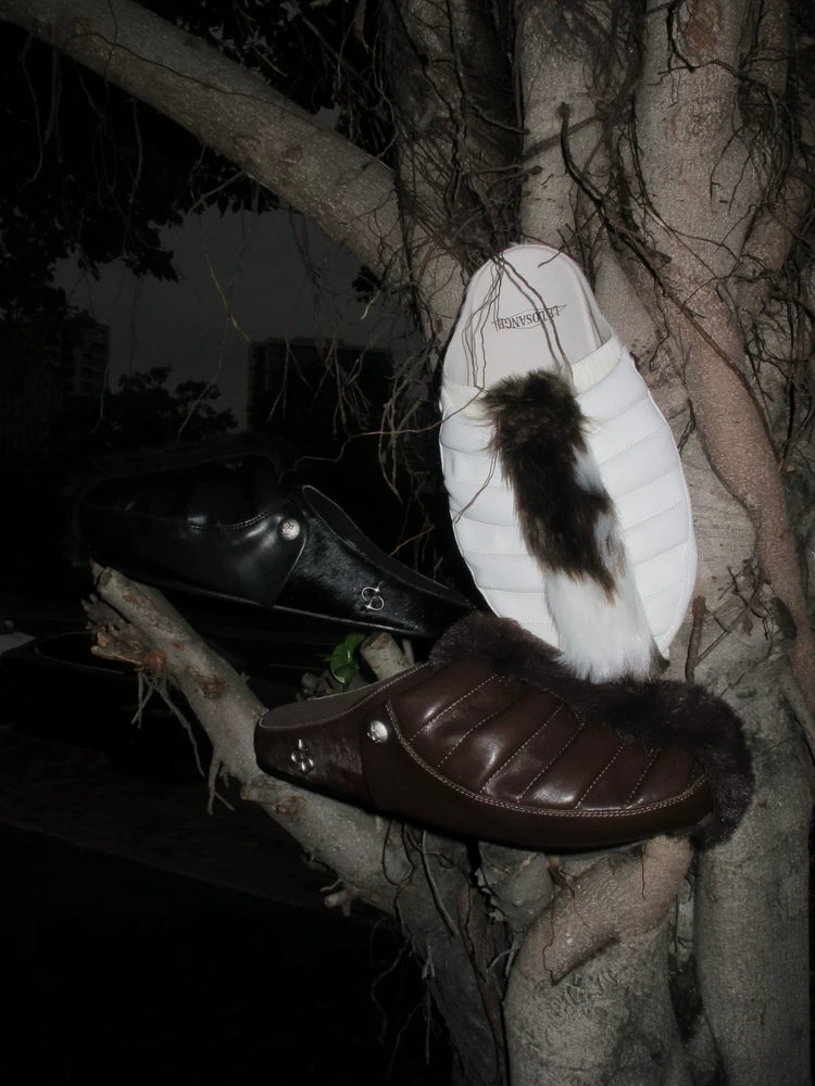 COMMUTER HORSEHAIR HALF SLIPPERS
