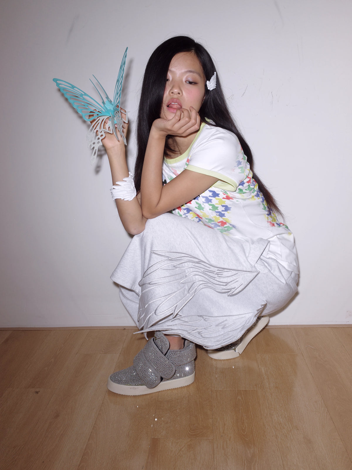 ANGEL WING PATCHWORK SHORTS