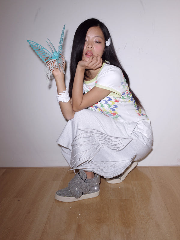 ANGEL WING PATCHWORK SHORTS