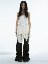 FLARED DENIM TROUSERS