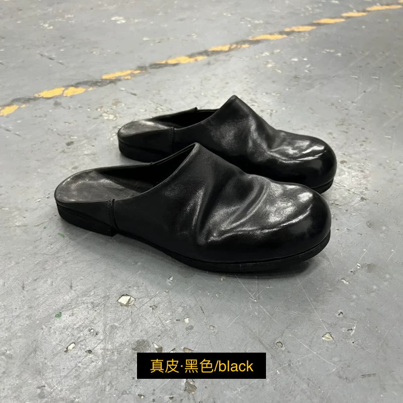 RETRO PLEATED LEATHER SANDALS