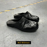 RETRO PLEATED LEATHER SANDALS