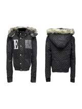 POLKA DOT HOODED JACKET WITH FUR COLLAR