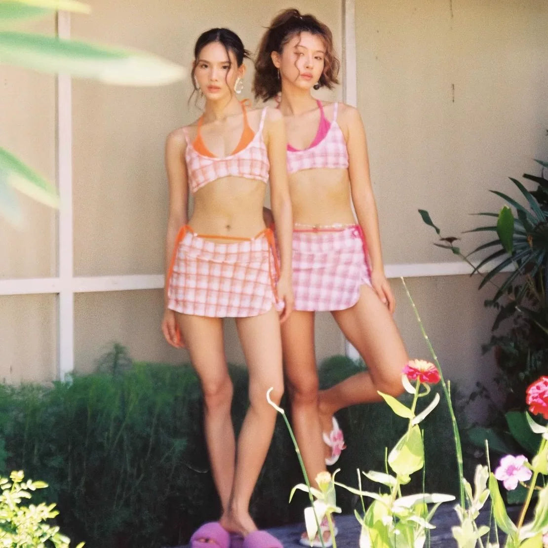 CHECKERED PRINT BIKINI SET