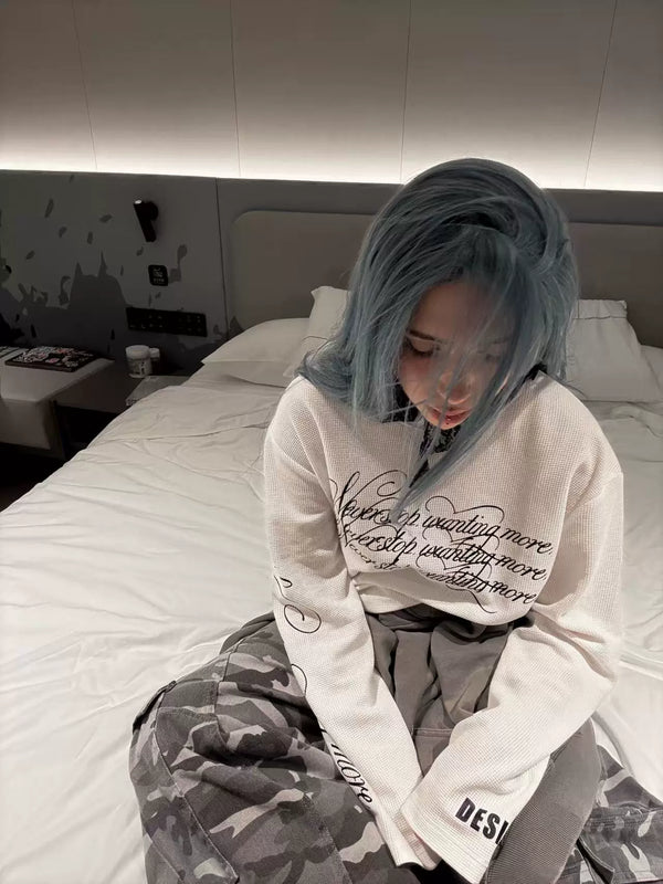 EMBROIDERED DESIRE SLOGAN T-SHIRT