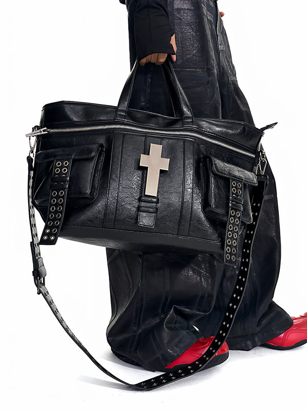 CROSS BURST LEATHER TOTE BAG