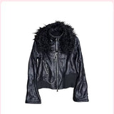 FUR COLLAR LEATHER JACKET